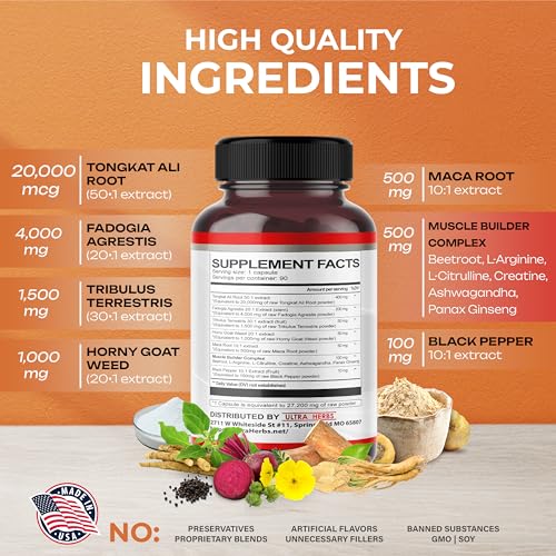 Ultra Testo 27,200mg 12 IN 1 complex with L-Arginine, Fadogia Agrestis, Tribulus Terrestris ULTRA HERBS