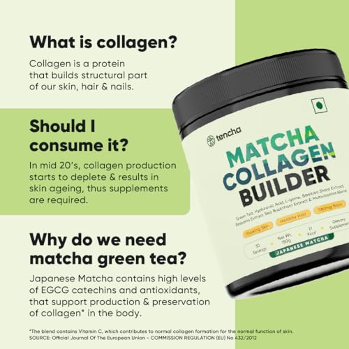Collagen Supplements for Women & Men, 30 Servings, 150 GM | 100% Vegan Collagen Powder Tencha