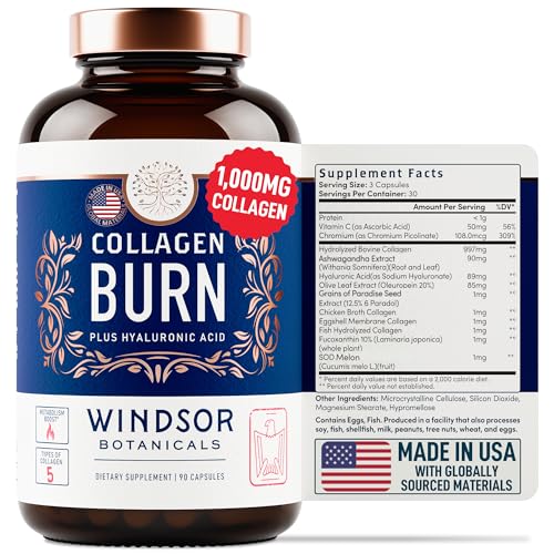 Thermogenic Multi Collagen Burn Capsules - Hydrolyzed Multi Collagen Complex Types WINDSOR BOTANICALS