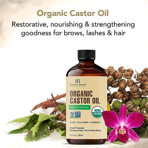 Botanic Hearth Castor Oil | USDA Certified Organic |100% Pure & Hexane Free | Cold Pressed | Growth Botanic Hearth