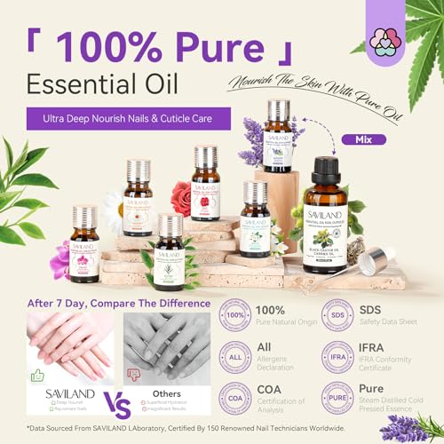 SAVILAND Essential Oils for Cuticle Nails: 100% Pure Natural Essential Oil Tea Tree Lavender Jasmine SAVILAND