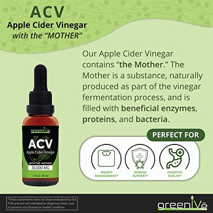 GreenIVe ACV Drops Apple Cider Vinegar Tincture with The Mother Weight Management
