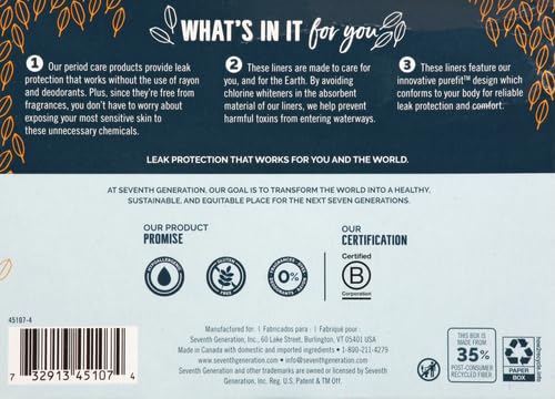 Seventh Generation Pantiliner Pads, Free & Clear, 50 Count Seventh Generation