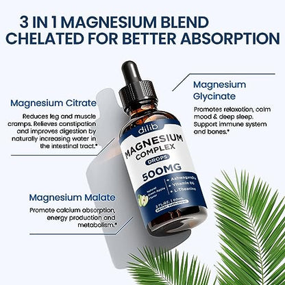 Triple Magnesium Complex Supplement-Magnesium Glycinate, Citrate, Malate Liquid