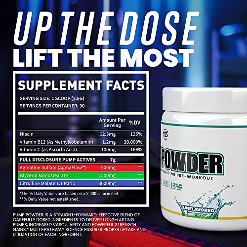Man Sports Pump Powder. Stimulant Free Neutral Flavored Pre Workout Drink, Best for Preworkout - Energy Pump Powder for Men and Women, Help Fuel Your Workout (30 Days Supply Workout Supplement)