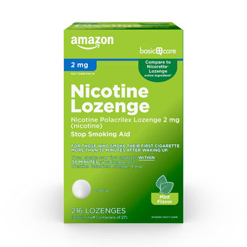 Amazon Basic Care Nicotine Polacrilex Lozenge, 2 mg (Nicotine), Mint Flavor Amazon Basic Care