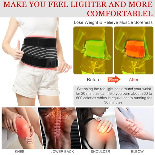 Yofalo 660nm LED Red Light and 850nm Near Infrared Red Light Therapy Belt Device for Body Pain Waist