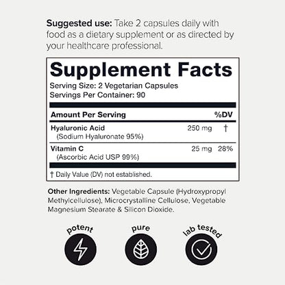 Ultra High Purity Hyaluronic Acid Capsules - 95%+ Highly Purified and Highly Bioavailable