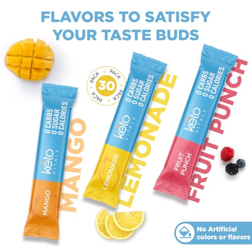 Keto Vitals Original Electrolytes Powder Packets | Keto Friendly Electrolyte Travel Packets