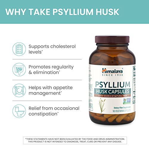 Himalaya Psyllium Husk Capsules, Natural Daily Fiber Supplement, Regularity, Constipation