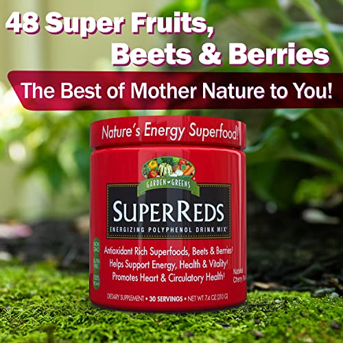 Garden Greens Super Reds Energizing Polyphenol Superfoods, Antioxidants, Powder Drink