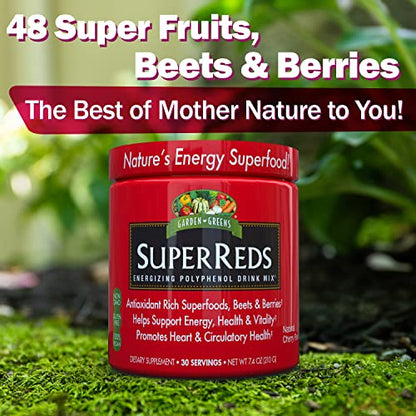 Garden Greens Super Reds Energizing Polyphenol Superfoods, Antioxidants, Powder Drink