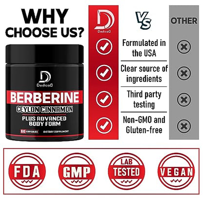 DEDICAD 13in1 Berberine Supplement - 4500mg for Weight Management, Heart & Immune