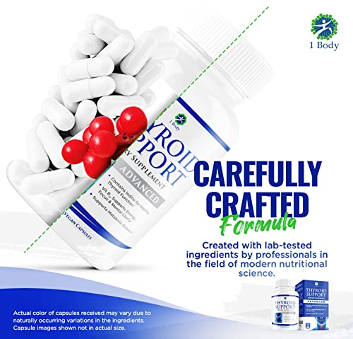 1 Body Thyroid Support Supplement with Iodine - Energy & Focus Support