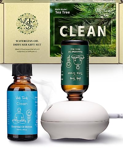 VTS Waterless Diffuser with Essential Oils Set, Tea Tree Essential Oil Aromatherapy Gift Set