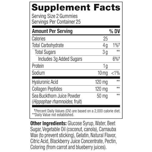OLLY Glowing Skin Gummy, 25 Day Supply (50 Count), Plump Berry, Hyaluro OLLY