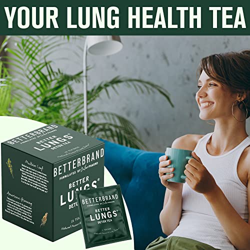 Betterbrand BetterLungs Detox Tea - 15 Herbal Tea Bags - Mullein Leaf, Ginseng, Elderberry