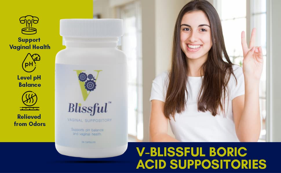 V Blissful Boric Acid Suppository & Soothing Vaginal Solution for Yeast Infection & Bacterial Vaginosis V Blissful