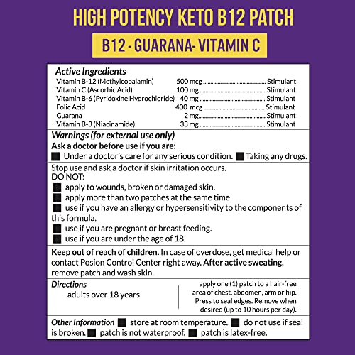 VitaPatch Keto Patch with B12 Methylcobalamin and Vitamin Guarana B12 Patch for Energy