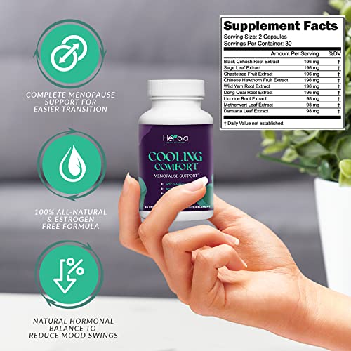 HERBIA Natural Menopause and PMS Supplement - Hormonal Balance, Estrogen-Free Herbal HERBIA