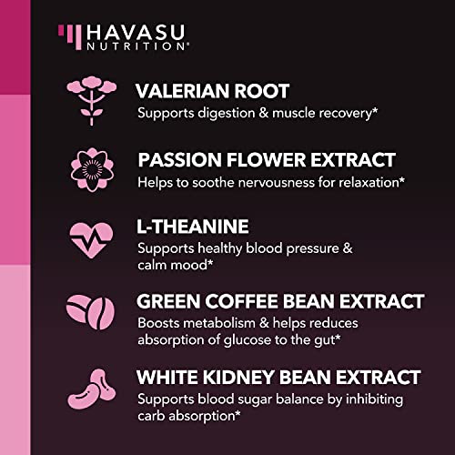 HAVASU NUTRITION Night Time Fat Burner Weight Loss Pills for Women | Appetite Suppressant for Weight Loss (+ Vitamin D, 60 Count)