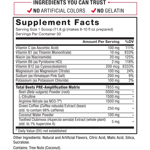 FORCE FACTOR Total Beets Pre-Workout Powder to Boost Energy & Endurance, Increase