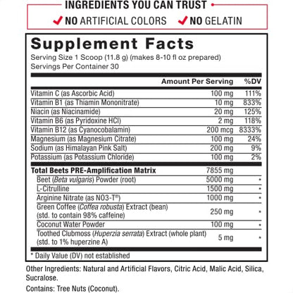 FORCE FACTOR Total Beets Pre-Workout Powder to Boost Energy & Endurance, Increase
