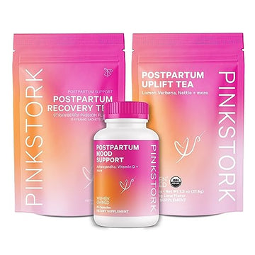 Pink Stork Postpartum Essentials for Hormone Balance, Recovery, and Mood Support for Women 