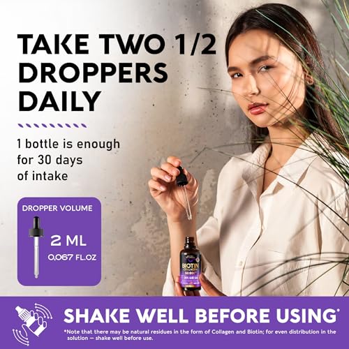 Liquid Biotin & Collagen - Vitamins for Hair Growth Support for Women & Men NUTRAHARMONY