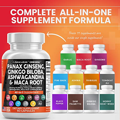 Panax Ginseng 10000mg Ginkgo Biloba 4000mg Ashwagandha Maca Root