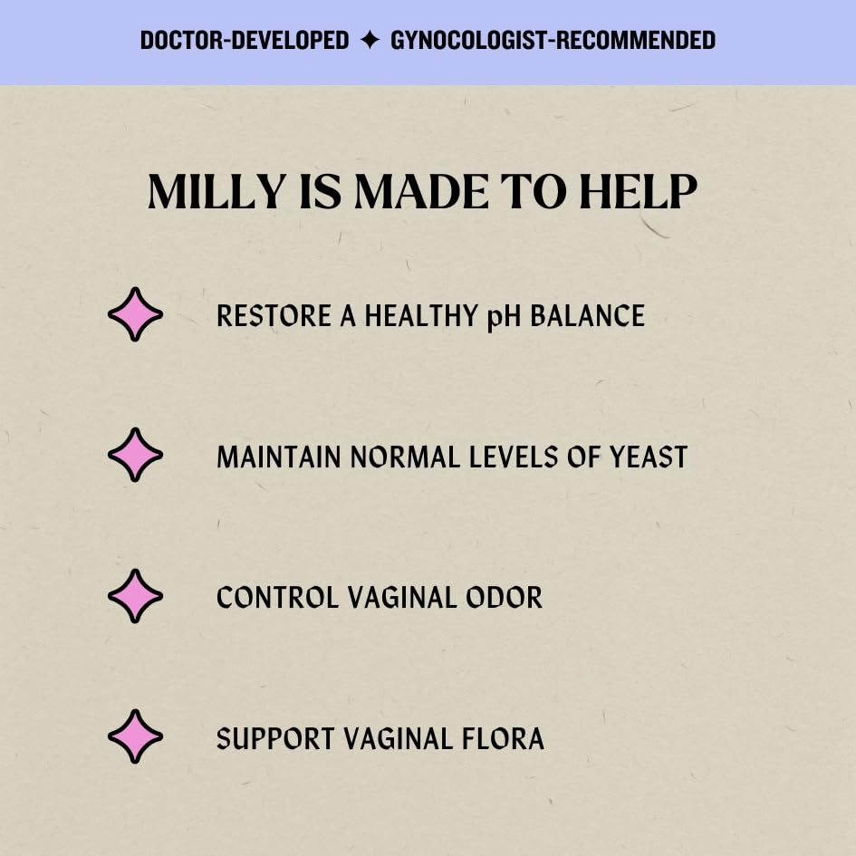 Milly Health Boric Acid Vaginal Suppositories - Restores pH Balance and Supports Odor Control Milly Female Health