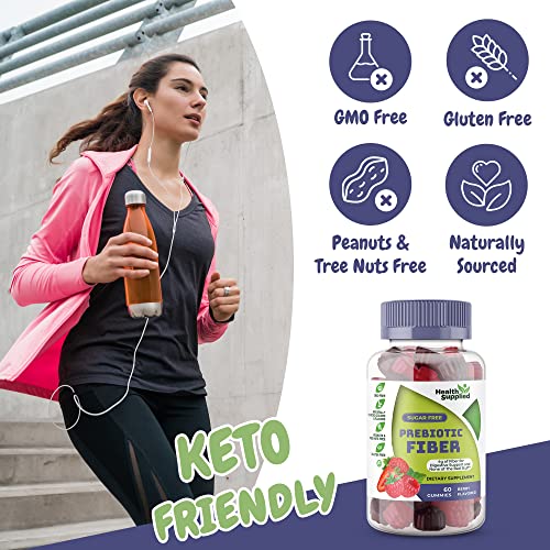 Fiber Prebiotic Gummies Sugar Free, Keto Friendly 2 Pack | Gut Cleansing, Digestive Health