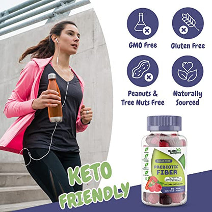 Fiber Prebiotic Gummies Sugar Free, Keto Friendly 2 Pack | Gut Cleansing, Digestive Health
