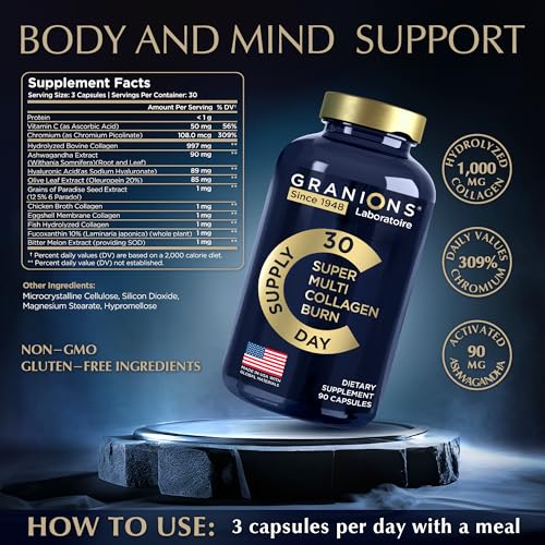 Thermogenic Hydrolyzed Collagen Burn - Hyaluronic Acid, Vitamin C, Multi Collagen Complex Granions