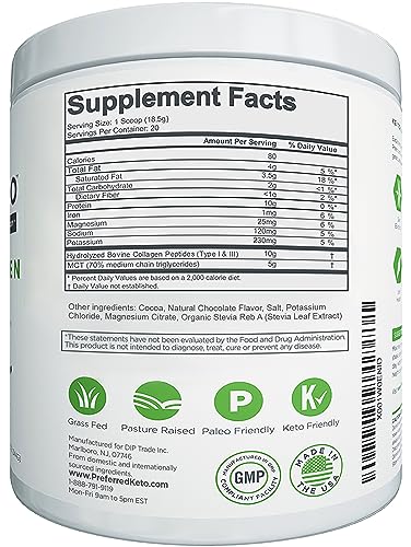 Keto Collagen Protein Powder with MCT Oil – Keto and Paleo Friendly Grass Fed and Pasture