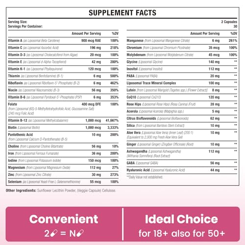 Liposomal Multivitamin for Women 1400MG - Womens Daily Multi Vitamins Supplements Sambugra