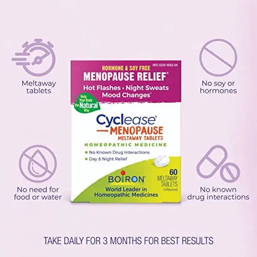 Boiron Cyclease Menopause Relief Tablets, White, 60 Count Boiron