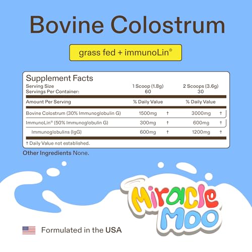Colostrum Supplement for Gut Health, Hair Growth, Beauty and Immune Support Miracle Moo