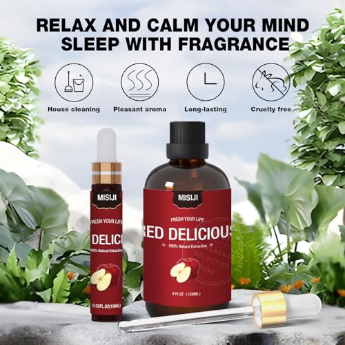 Essential Oils-MISIJI Apple Fragrance Essential Oils for Diffuser for Home 4FL.OZ Plus 0.33,Diffuser Oils Scents MISIJI