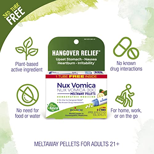 Boiron Nux Vomica 30C Homeopathic Medicine for Hangover Relief, Upset Stomach, Nausea Boiron