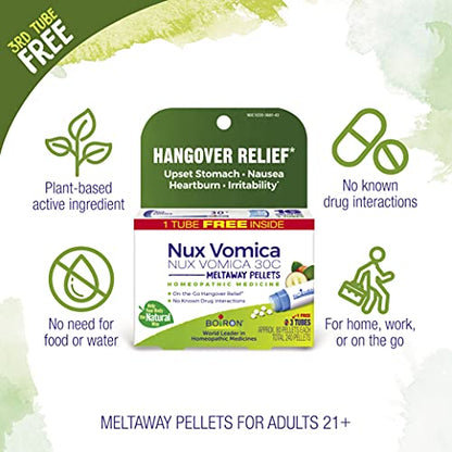 Boiron Nux Vomica 30C Homeopathic Medicine for Hangover Relief, Upset Stomach, Nausea
