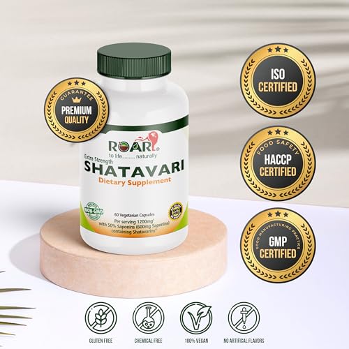 Roar to Life Naturally Shatavari 1200 mg Natural Ayurvedic Vegetarian Capsules Supplement ROAR TO LIFE .......... NATURALLY