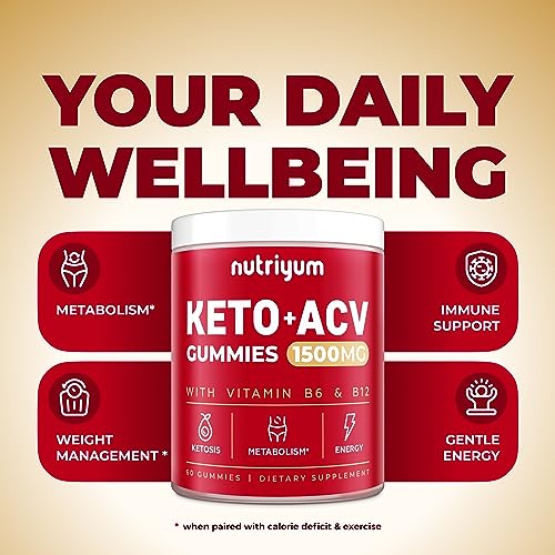 nutriyum Keto ACV Gummies 1500 mg - Apple Cider Vinegar Gummies with B6 & B12 nutriyum