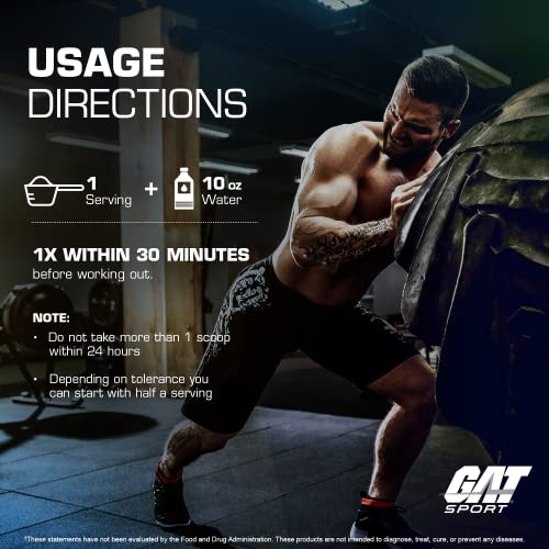GAT SPORT NITRAFLEX Burn, Pre Workout Thermogenic Powder, Apple Melon, 30 Servings