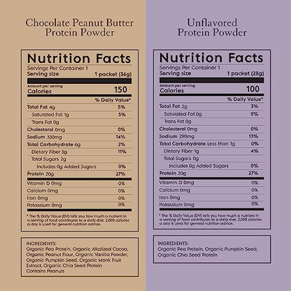 Truvani Organic Vegan Protein Powder Sample Pack - 20g of Plant Based Protein, Organic