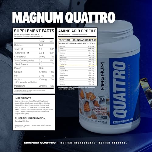 Magnum Nutraceuticals Quattro -, Toasted Cinnamon Cereal ,2lb - May Support Muscle Growth & Recovery