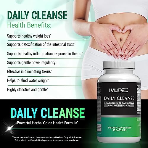 IVL - Daily Cleanse Herbal Colon Health Formula - Detoxification, Probiotic, Digestive Support IVL