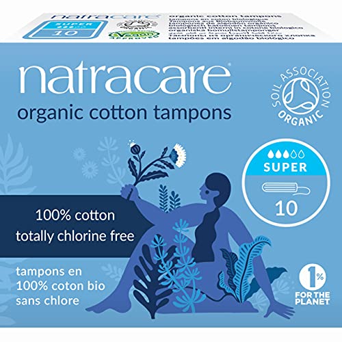 Natracare Non-Applicator 100% Organic Cotton Tampons, Super, Totally Chlorine Free, Biodegradable