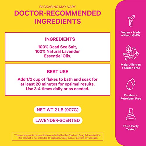 Pink Stork Menopause Flakes: Relaxing Lavender Scented Bath Salts for Women, Pure Magnesium Pink Stork