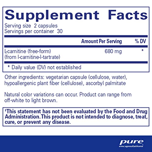 Pure Encapsulations L-Carnitine | Hypoallergenic Supplement for Cardiovascular and Endurance Support Pure Encapsulations